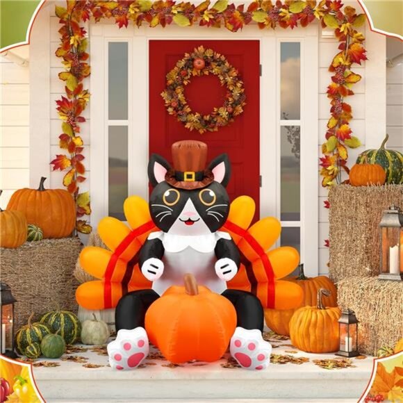 5 ft Height Thanksgiving Inflatable Animal with Built in LED Lights - Picture 4 of 7